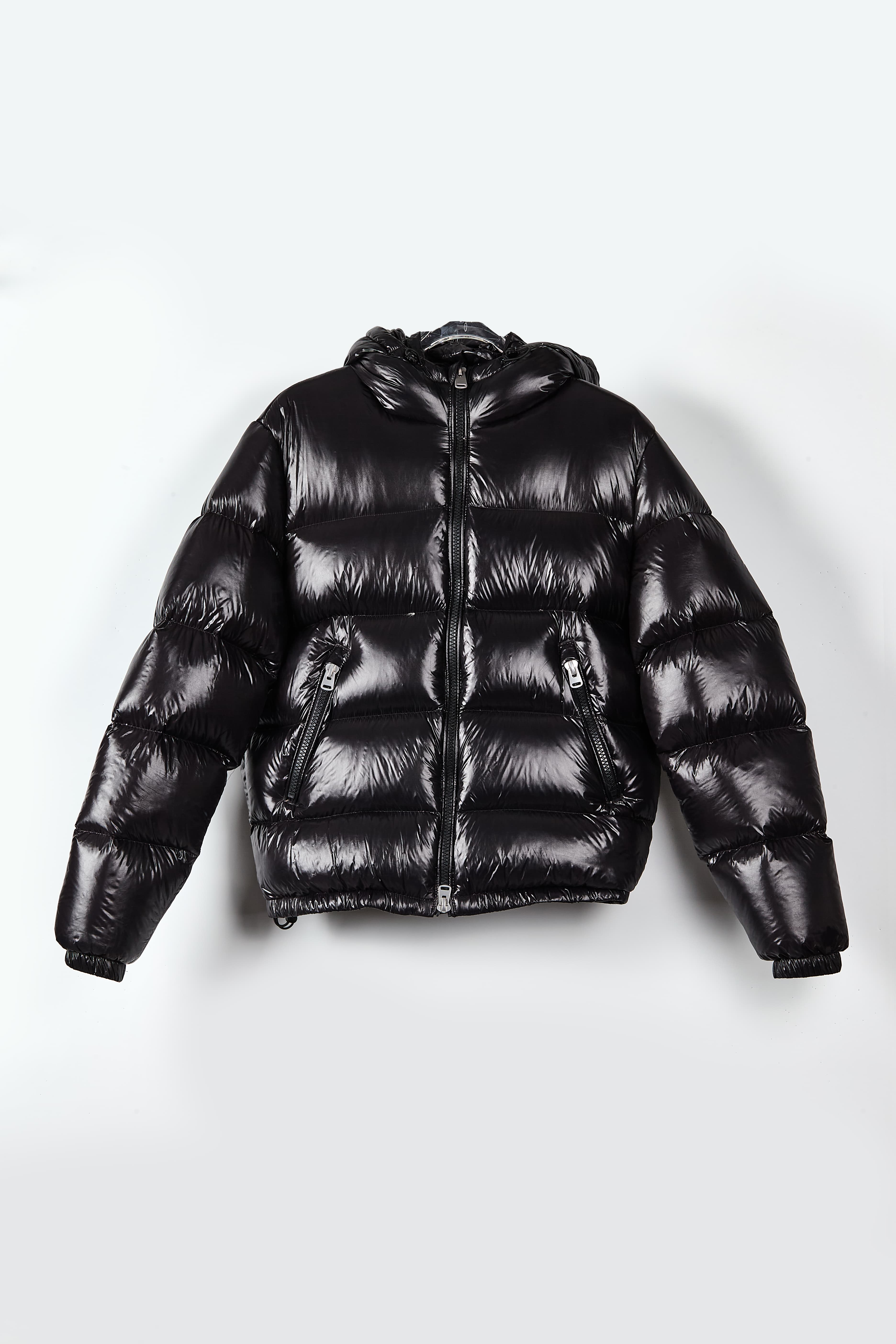 Shiny Black Hooded Puffer Jacket - Oversized Streetwear Winter Coat
